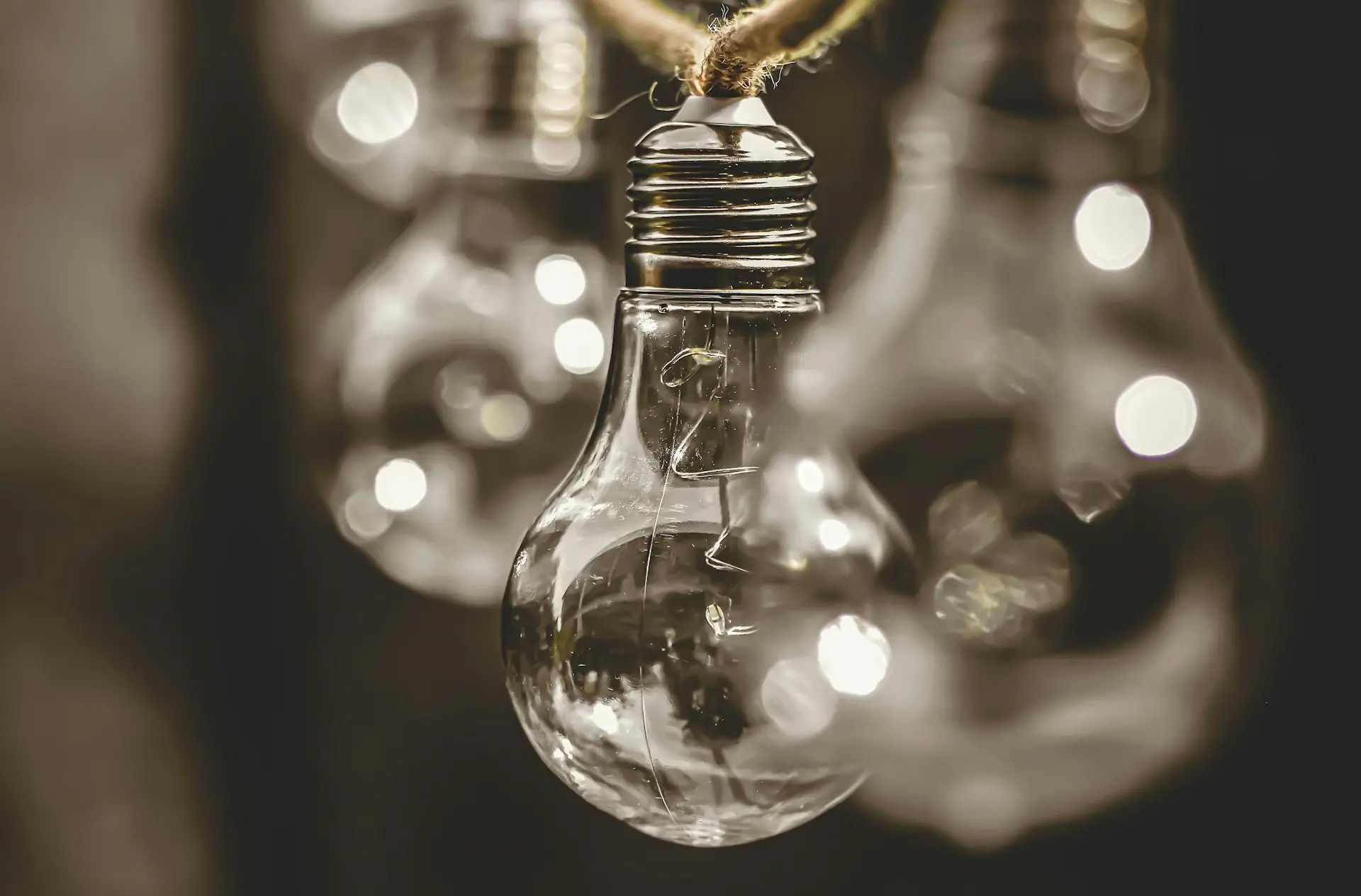 clear glass light bulb in tilt shift lens